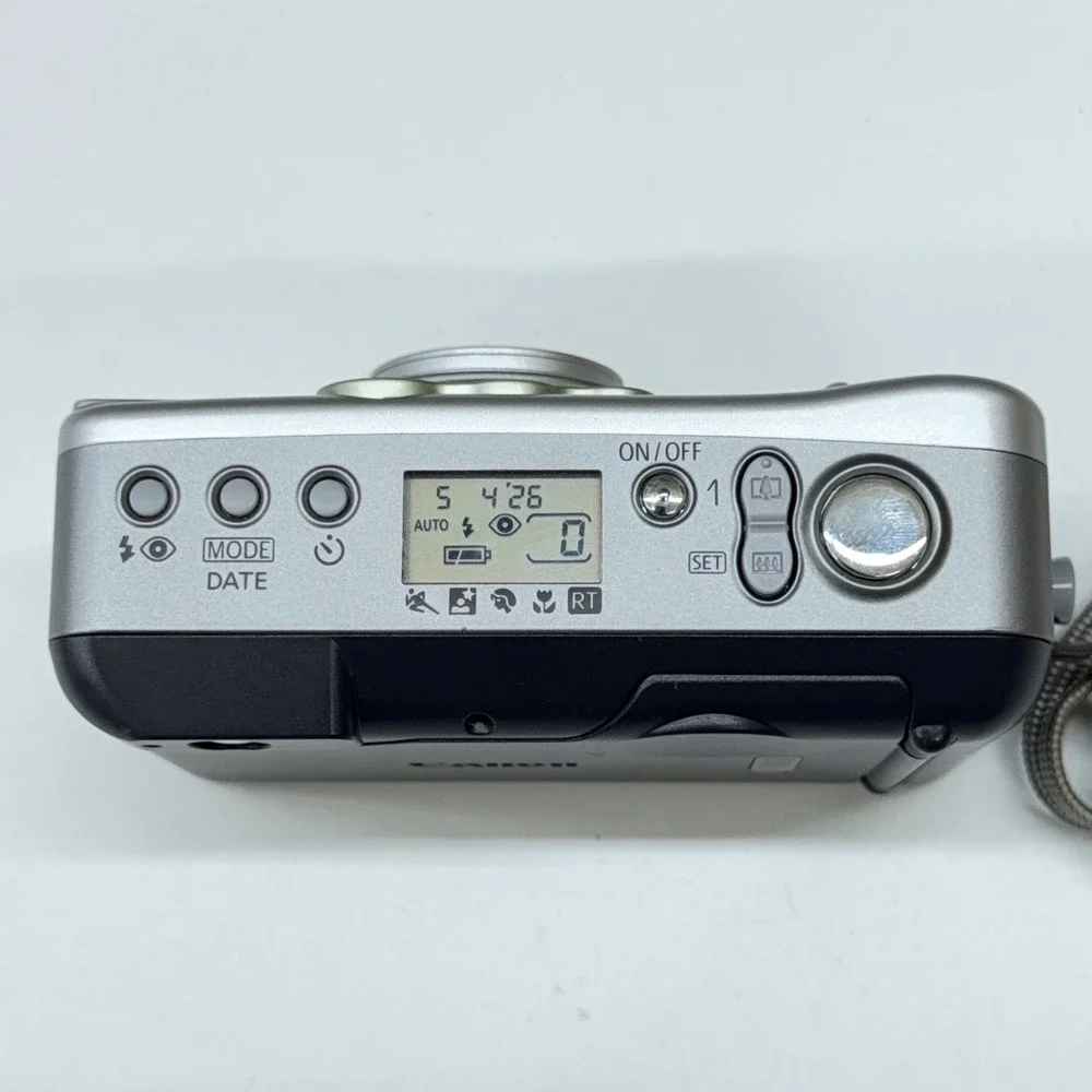 Canon Sure Shot 90u Date 35mm Film Camera 38-90mm Zoom Lens Silver with Case